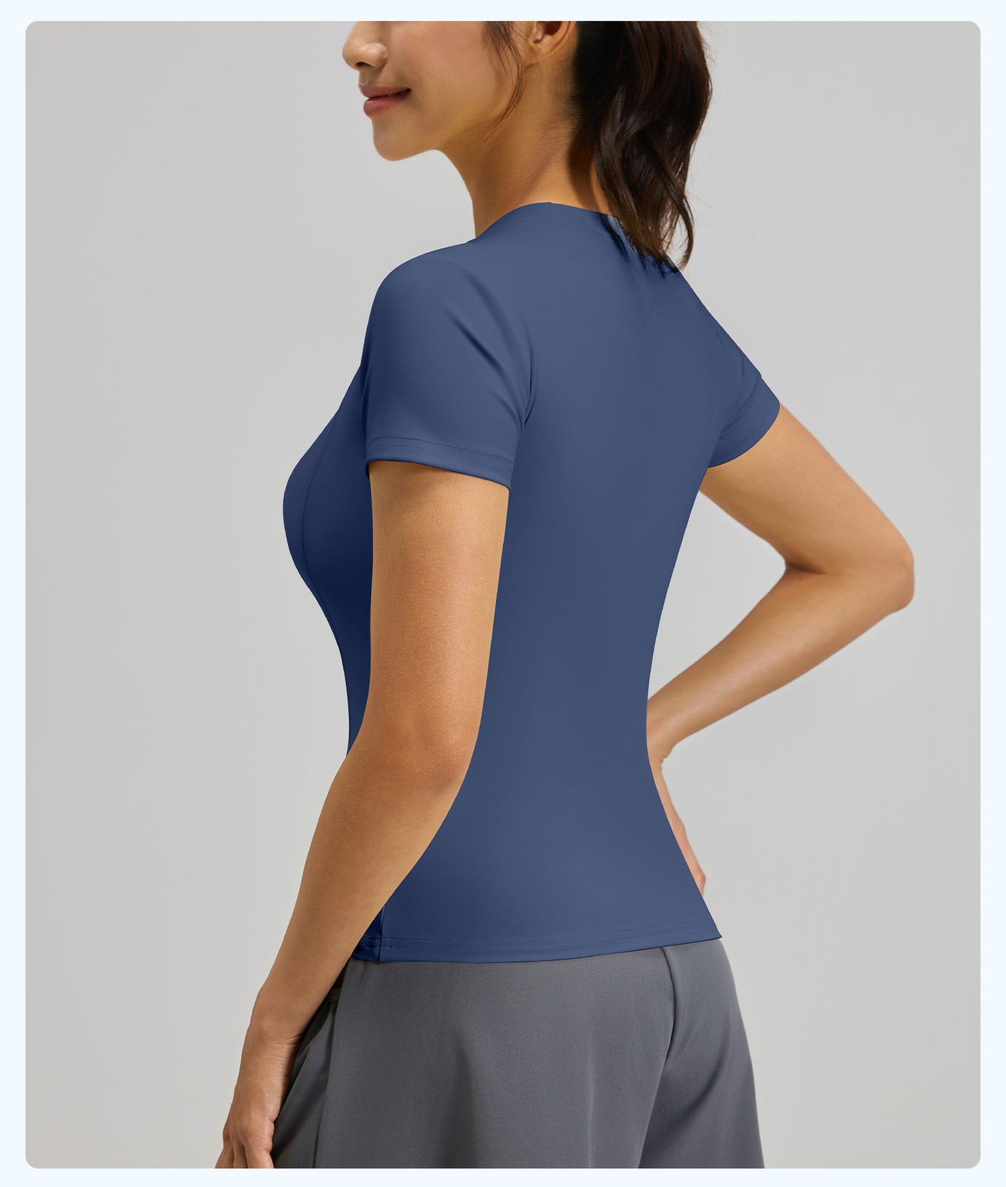 Women's Slim Fit Yoga Short Sleeve Top, Lightweight Stretch Sports T-Shirt, Breathable Activewear Ideal for Running, Gym Fitness and Daily Workout