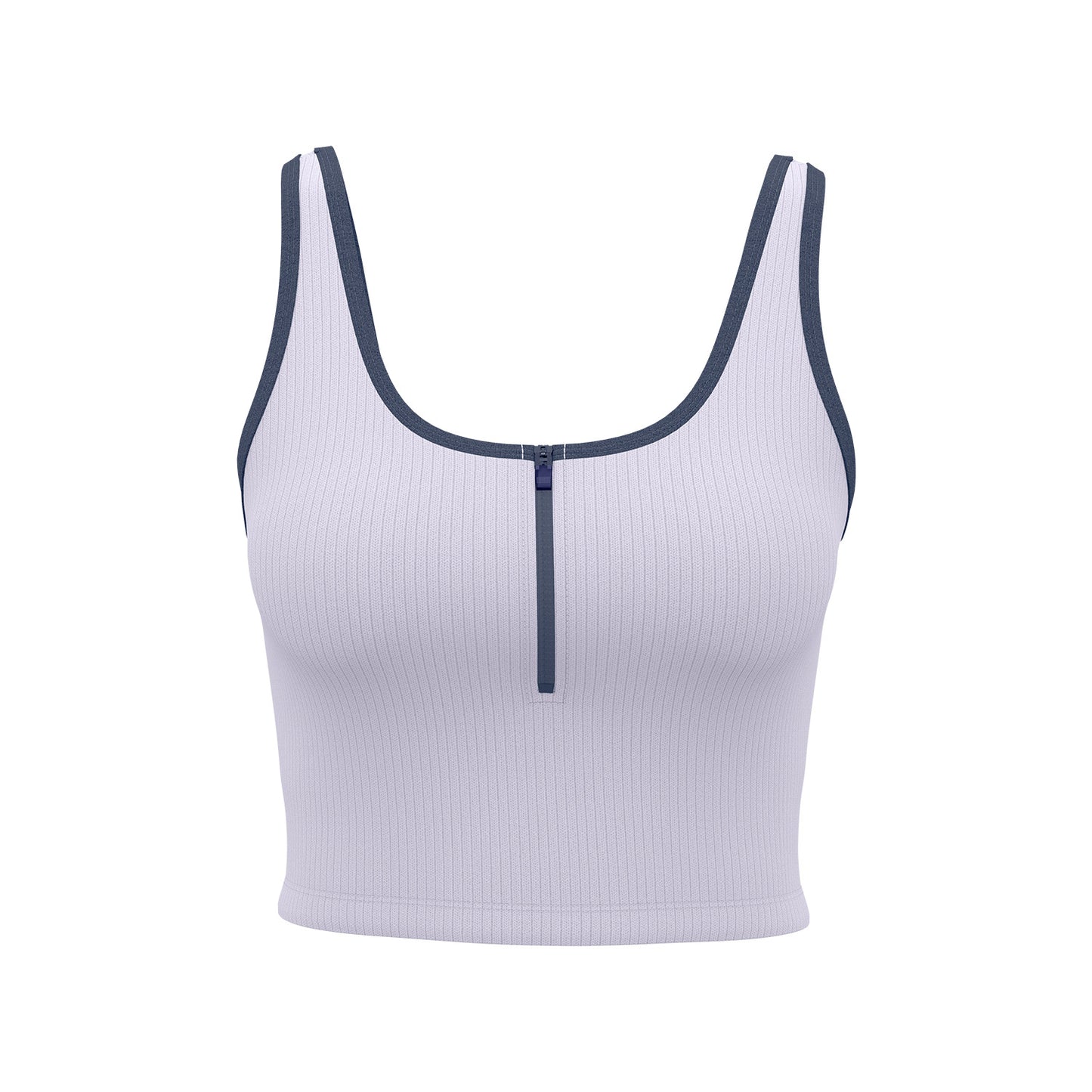 New Color-Block Zip-Up Striped Yoga Tank Top for Women, Slim Fit, Breathable, Built-in Fixed Chest Pad, Shock Absorption Sports Bra