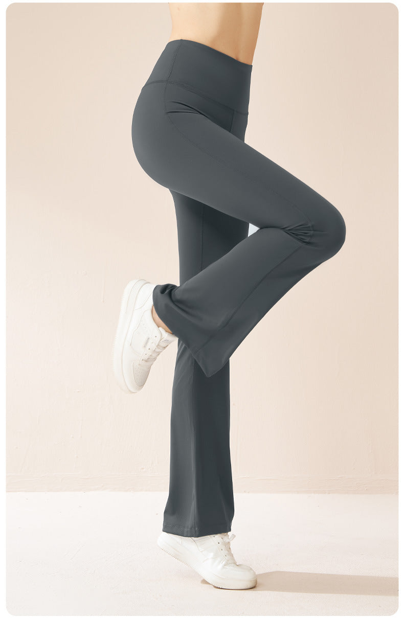 Women's High Elastic Flare Fitness Pants, High Waist Hip Lifting Tummy Control Slim Cloud-Feel Yoga Wide Leg Trousers