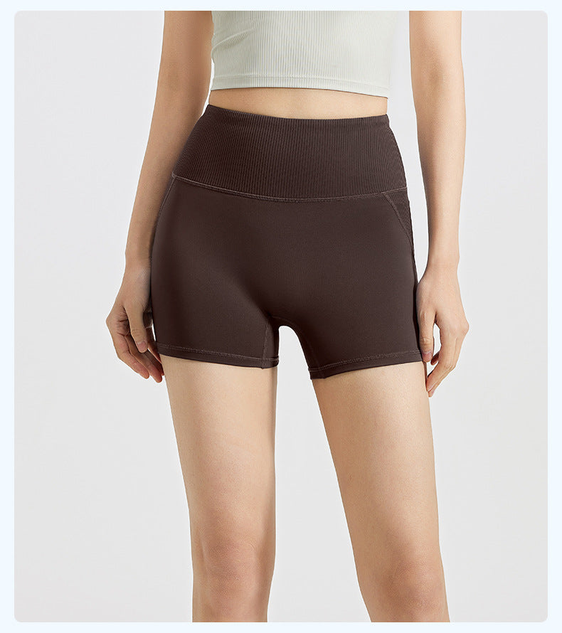 Women's Striped High Waist Yoga Shorts, Breathable Tummy Control, Seamless Butt Lifting Sports Shorts for Summer Workout Running