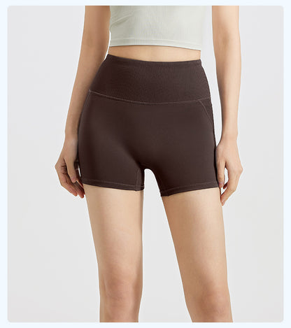 Women's Striped High Waist Yoga Shorts, Breathable Tummy Control, Seamless Butt Lifting Sports Shorts for Summer Workout Running