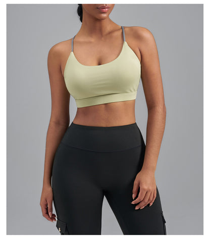 Women's Summer Color Block Sports Bra, High Impact Shockproof Push Up Beauty Back Yoga Workout Top for Running Fitness