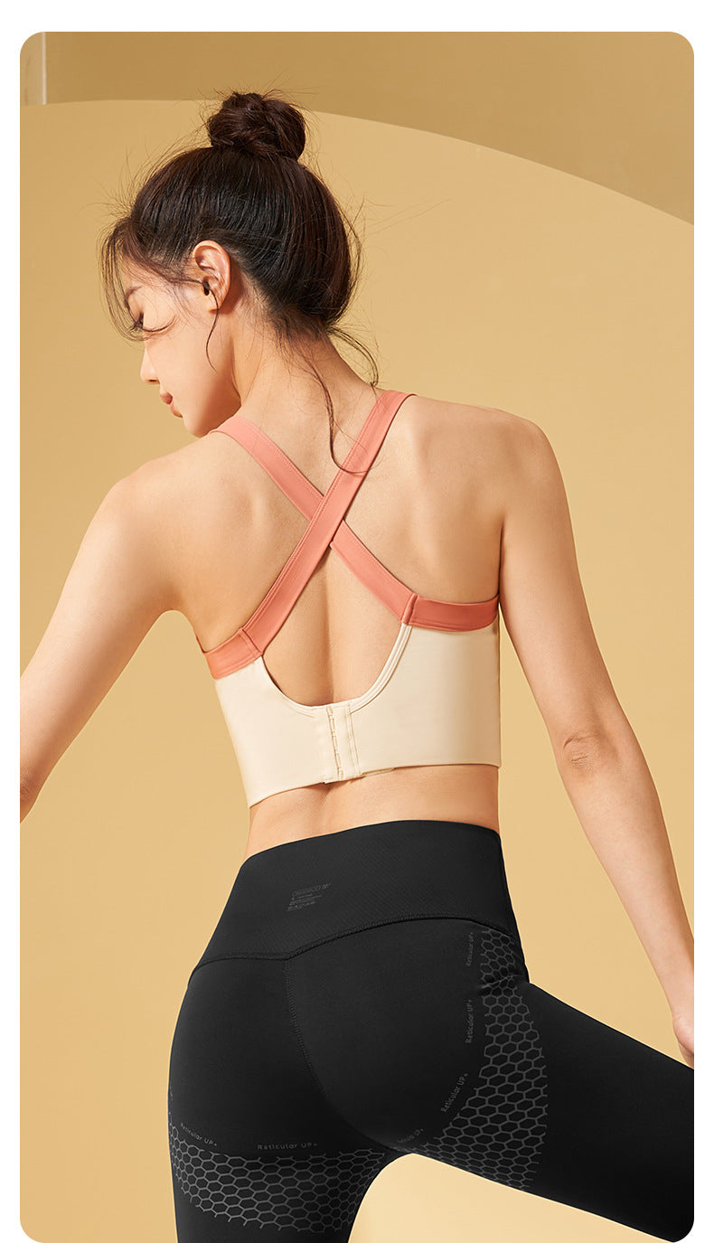 Women's One-Piece Beauty Back Yoga Sports Bra, High-Impact Shockproof with Fixed Chest Pad, Waist-Slimming & Bust-Enhancing Fitness Tank Top