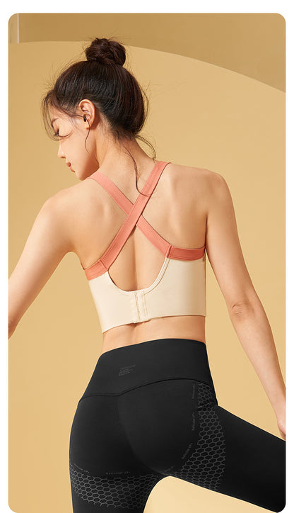 Women's One-Piece Beauty Back Yoga Sports Bra, High-Impact Shockproof with Fixed Chest Pad, Waist-Slimming & Bust-Enhancing Fitness Tank Top