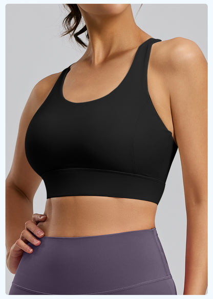 Hole-Sense Yoga Bra Breathable Back Buckle High-Support Shockproof Push-Up Sports Bra for Women