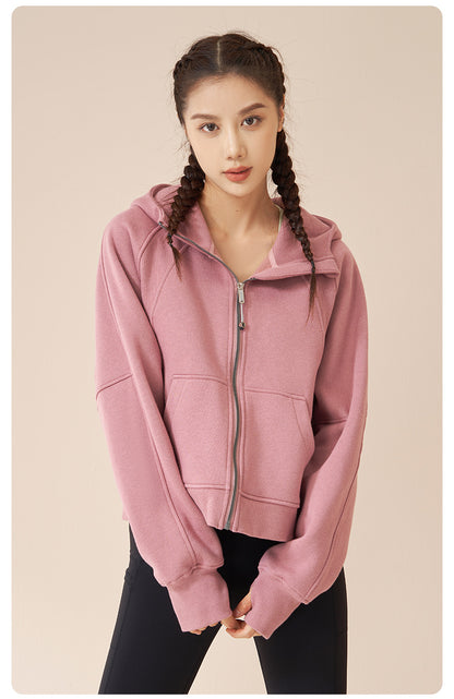 New Autumn Winter Thick Fleece Hoodie for Women, Loose Casual Outdoor Sports Warm Jacket