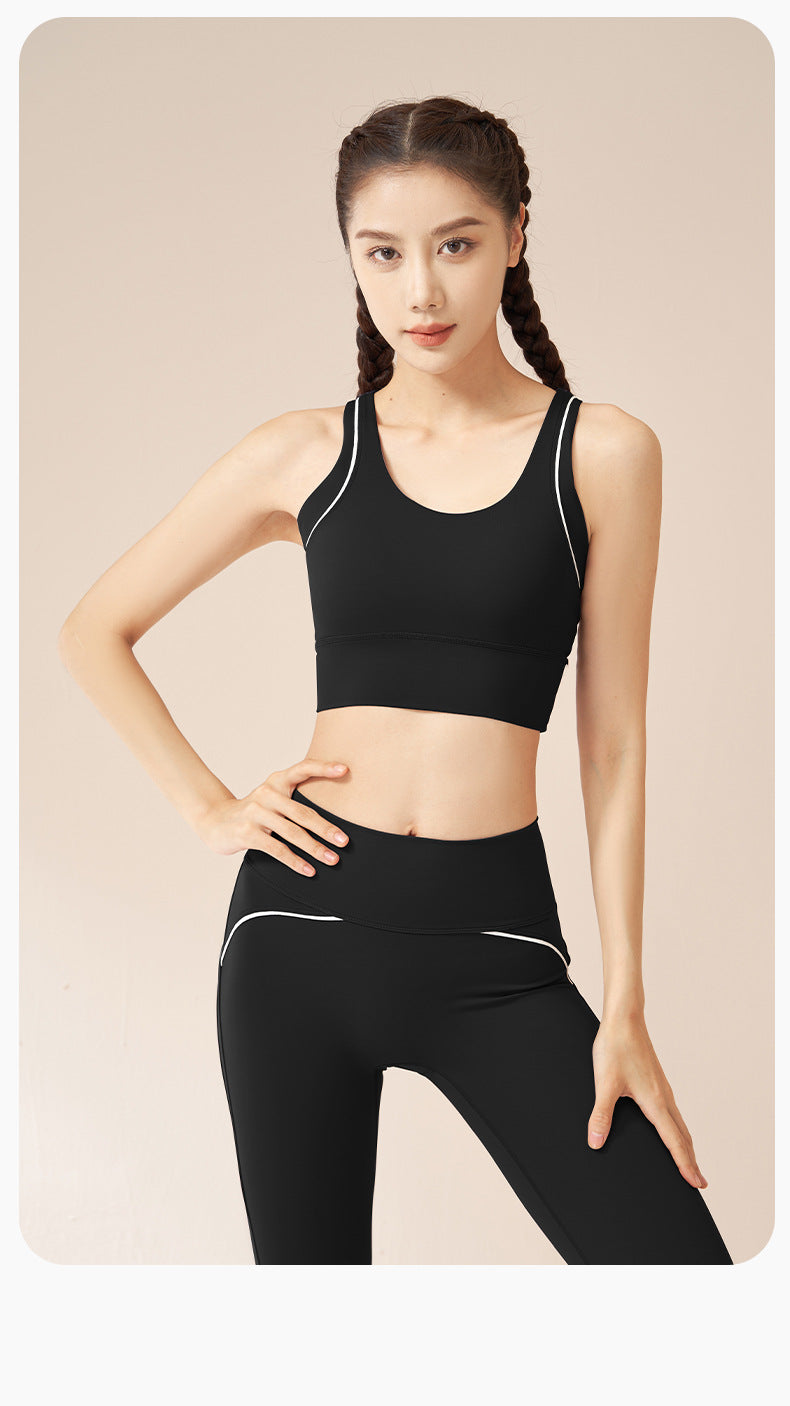 Women's Line Design Beauty Back Yoga Sports Bra, High Elastic Shockproof Yoga Workout Bra