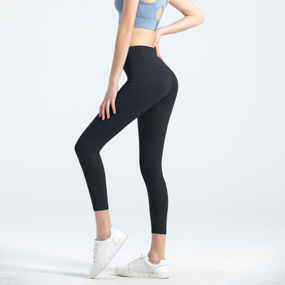 Women's No Front Rise Yoga Pants, High Waist Butt Lifting Workout Leggings, Peach Hip Nylon Naked Feeling Tights
