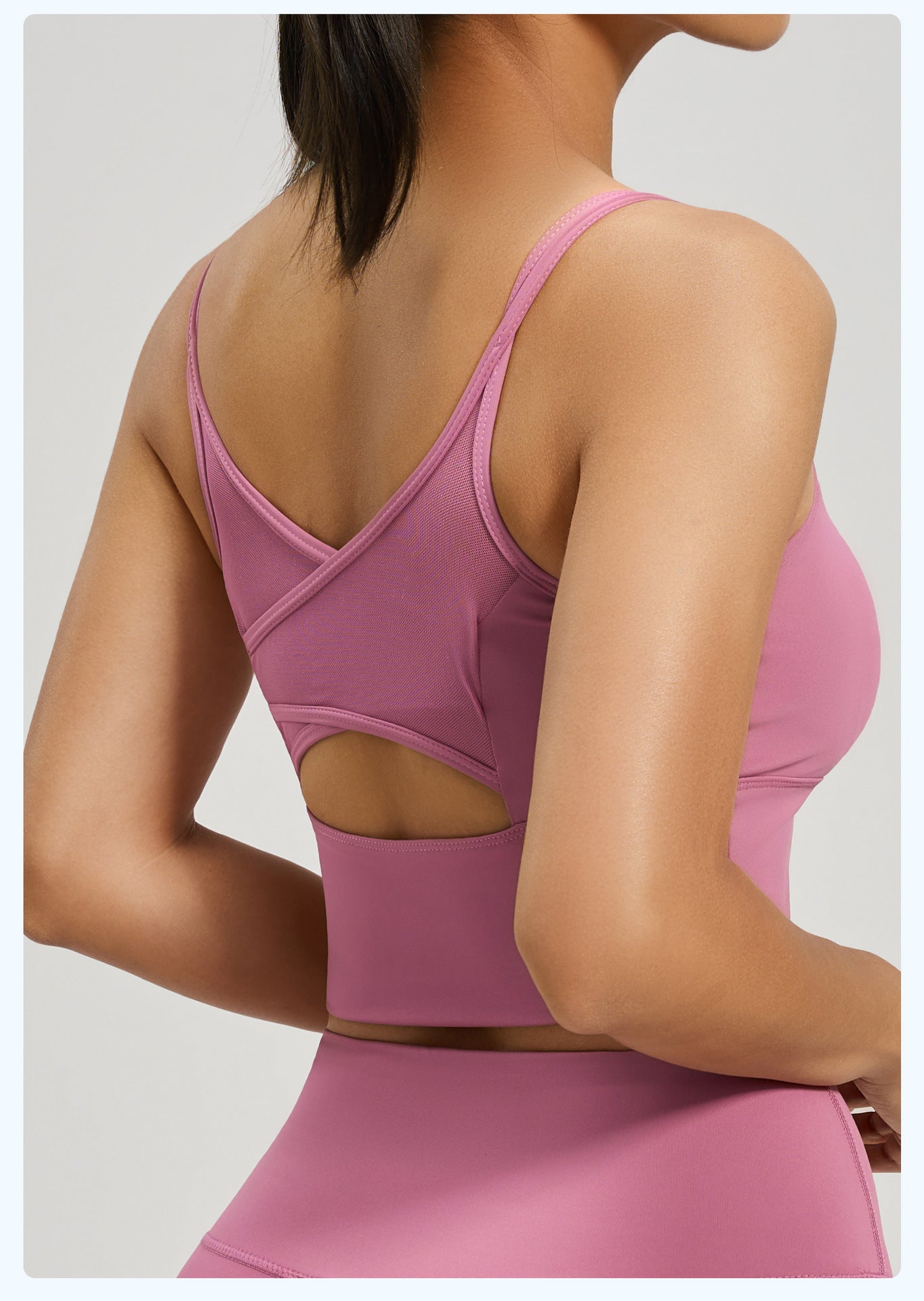 Women's Crisscross Back Sports Bra, Shockproof Push Up Fixed Shape Thin Strap Yoga Fitness Bralette