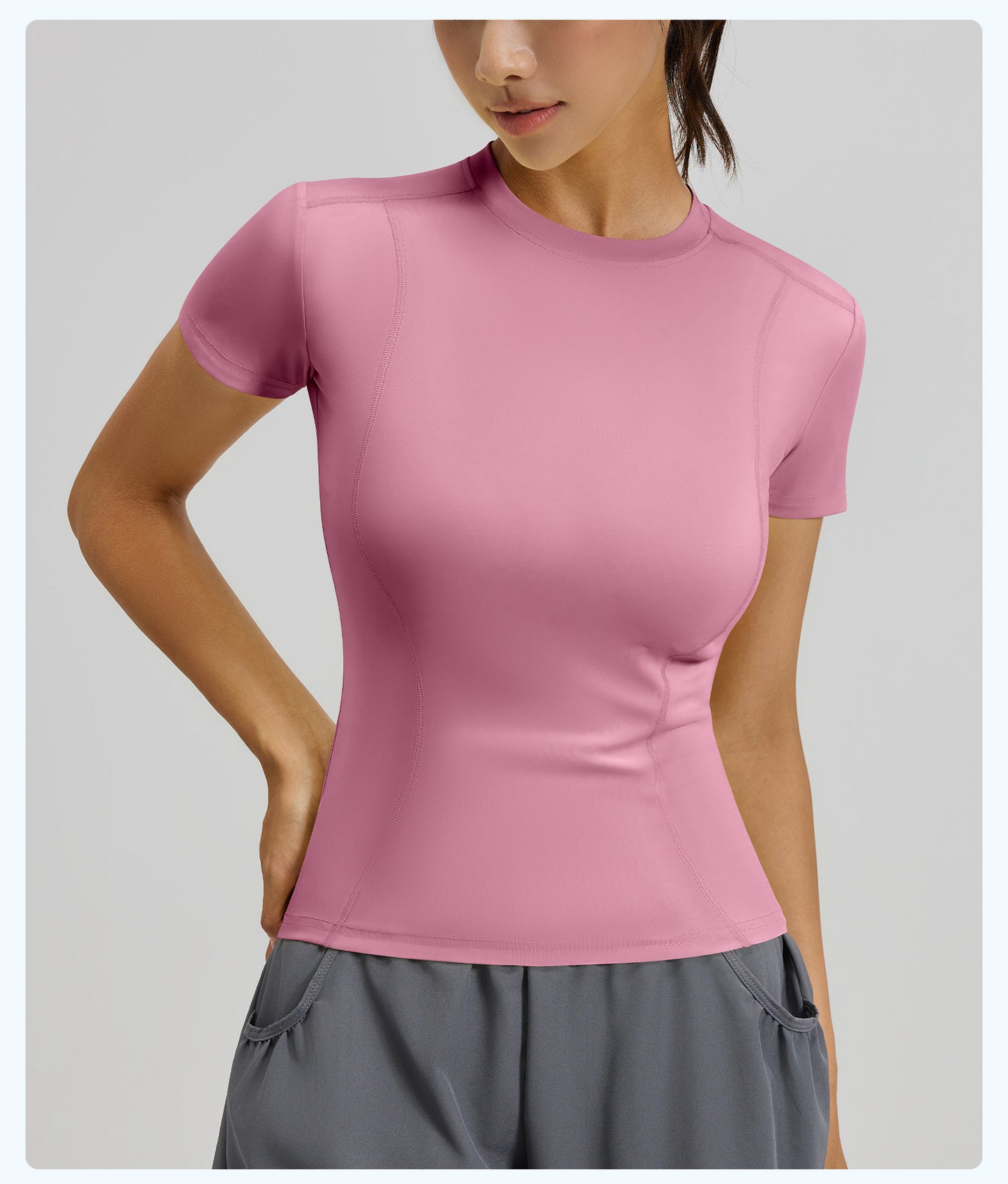 Women's Slim Fit Yoga Short Sleeve Top, Lightweight Stretch Sports T-Shirt, Breathable Activewear Ideal for Running, Gym Fitness and Daily Workout
