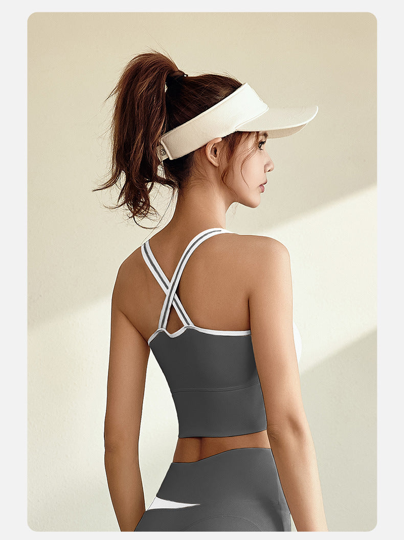 High-Support Shockproof Sports Bra • Seamless Push-Up Workout Tank Top for Running & Yoga