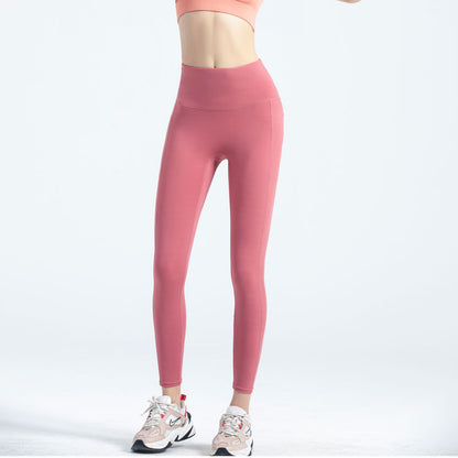 Women's No Front Rise Yoga Pants, High Waist Butt Lifting Workout Leggings, Peach Hip Nylon Naked Feeling Tights