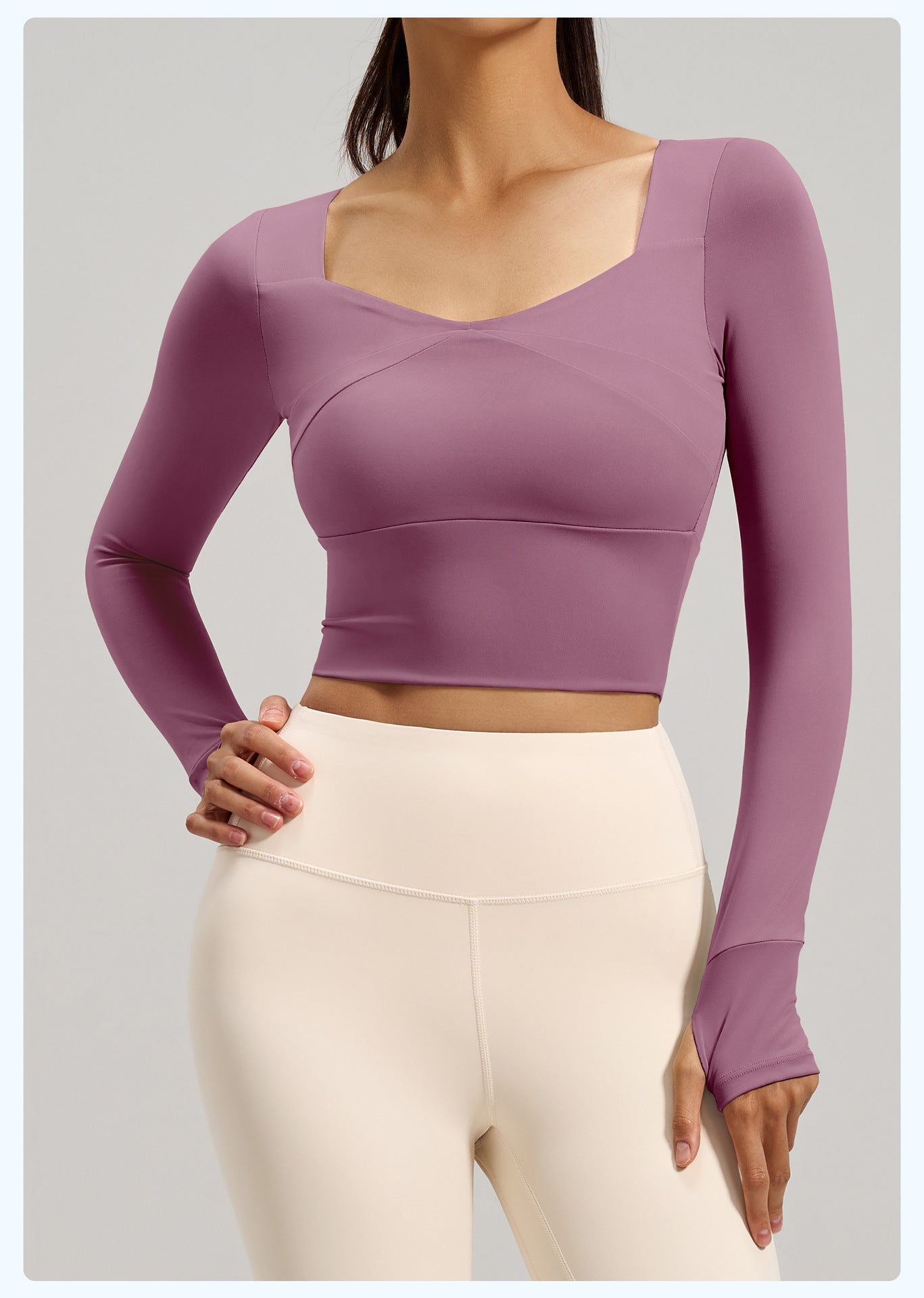 Women's Spliced Long Sleeve Yoga Top with Built-in Bra Pad, Breathable Slim Fit Sports Workout Shirt for Running Fitness