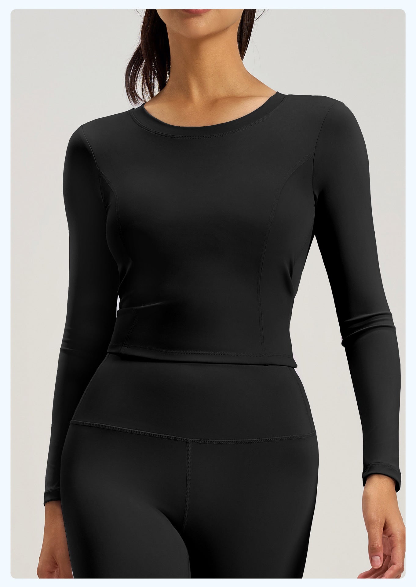 Women's New Ruched Slim Fit Long Sleeve Yoga Top, Beauty Back Design With Built-in Pads For Running Fitness