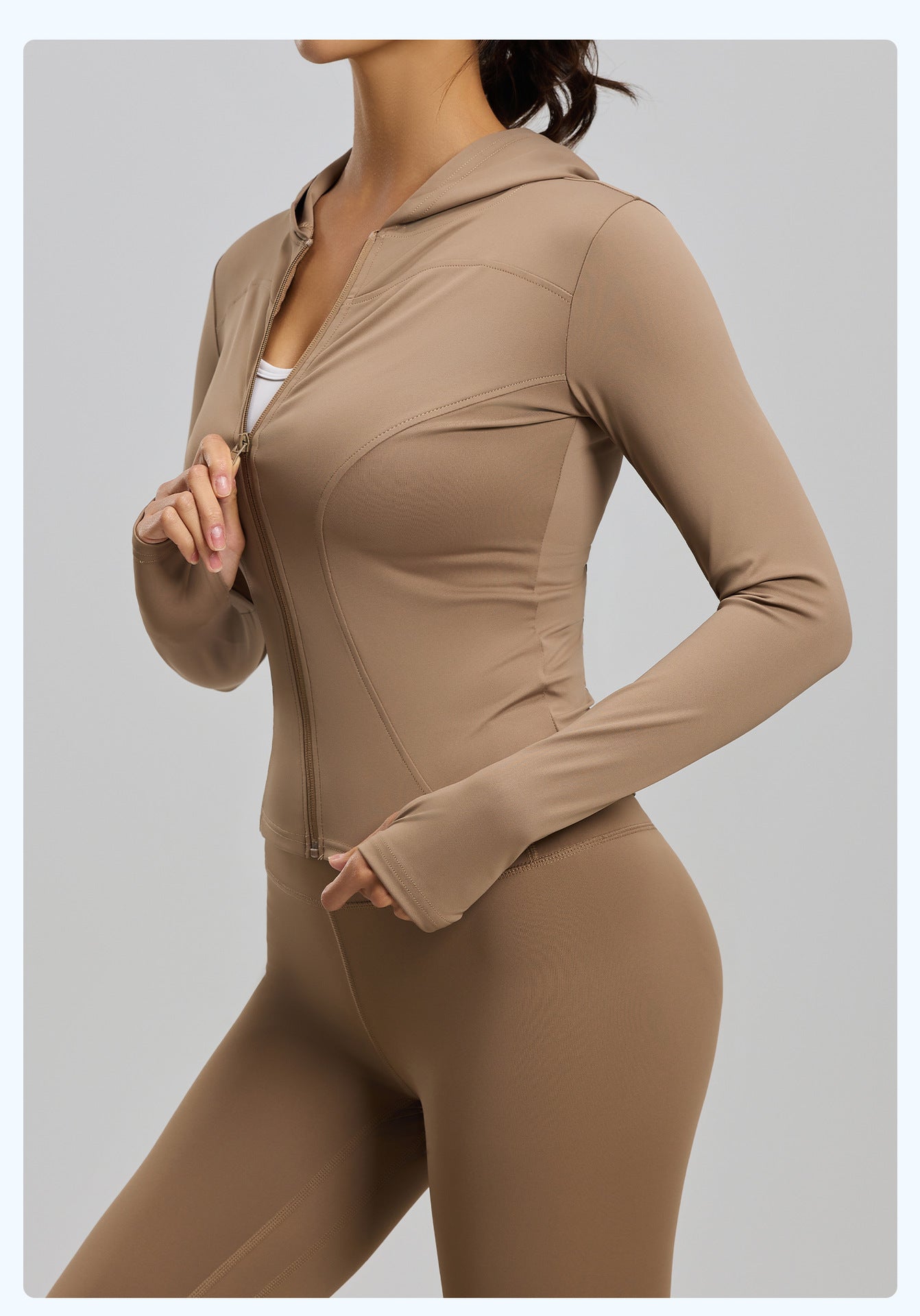 Women’s Slim Fit Hooded Yoga Jacket – Long Sleeve Sports Coat for Spring & Autumn, Running & Cycling