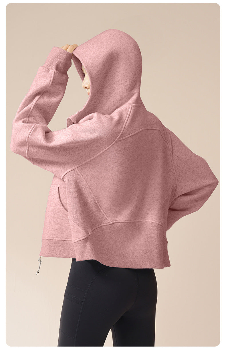 New Autumn Winter Thick Fleece Hoodie for Women, Loose Casual Outdoor Sports Warm Jacket
