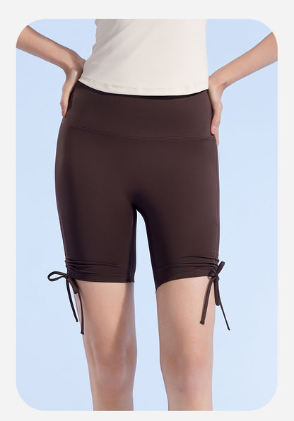 Summer New Naked Feel Yoga Shorts – Ruched High Waist Butt Lifting Knee-Length Fitness Pants