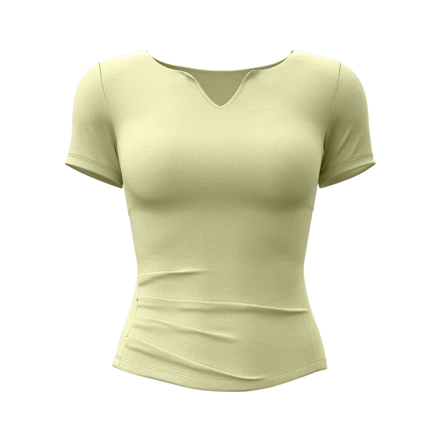 Women's V-Neck Ruched Yoga Short Sleeve – Naked Feel, Quick-Dry, Workout Running Top