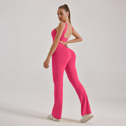 Women’s Fashion Slim Fit Yoga Bodysuit, Cutout Back, Tummy Control Workout Jumpsuit
