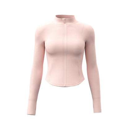Women's Slim Stand Collar UV Protection Jacket, Summer Breathable Raw Yarn Sunscreen Top, Slim Fit No Hat Yoga Sports Coat