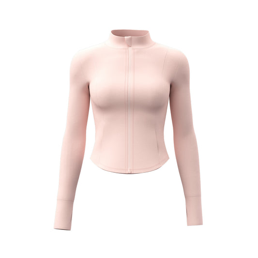 Women's Slim Stand Collar UV Protection Jacket, Summer Breathable Raw Yarn Sunscreen Top, Slim Fit No Hat Yoga Sports Coat