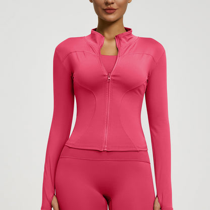 Women’s Zipper Yoga Jacket, Long Sleeve Sports Top for Running & Fitness Training