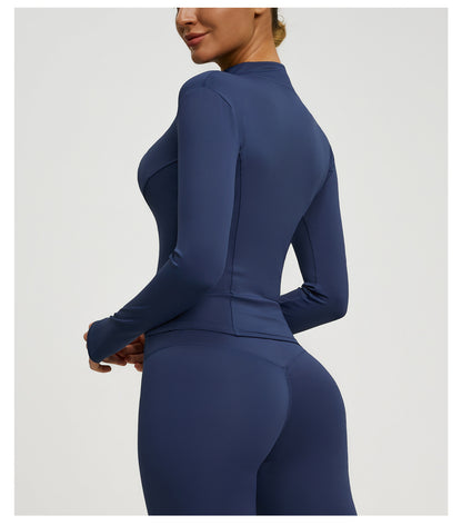 Women’s Zipper Yoga Jacket, Long Sleeve Sports Top for Running & Fitness Training