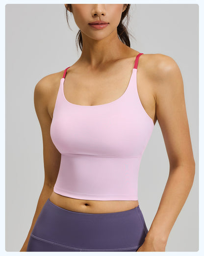 Women's High-Stretch Naked Feeling Sports Bra, Summer Padded Yoga Bra & Fitness Tank Top