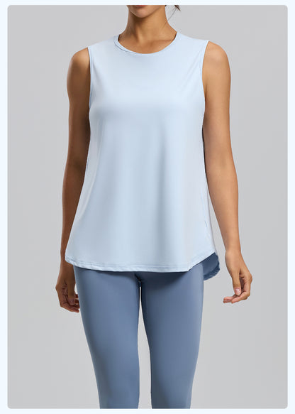 New Women’s Loose Yoga Tank Top, Mesh Back Workout Shirt, Quick-Dry Athletic Top for Running & Fitness