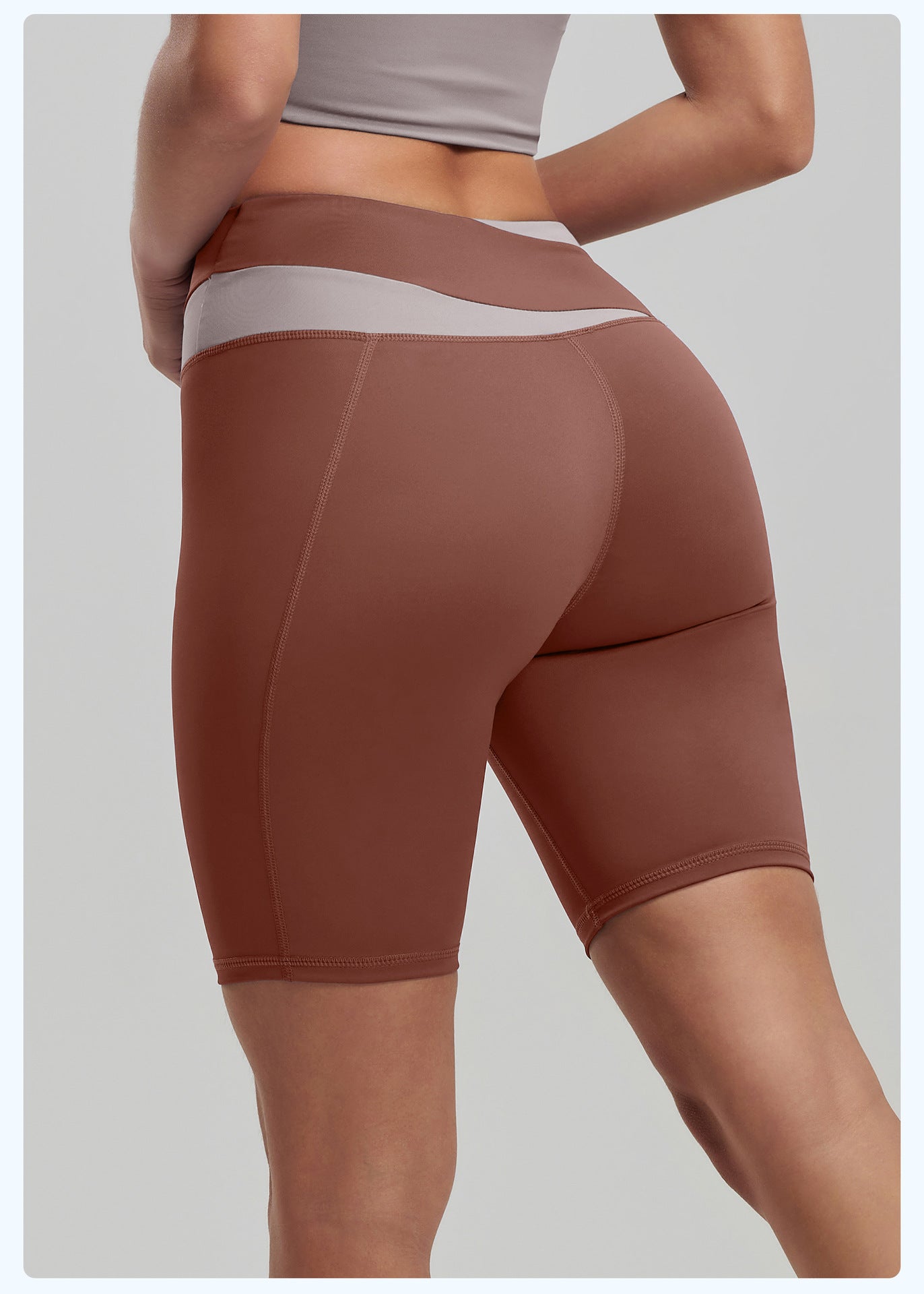 Color Block No VPL Yoga Shorts, High Elastic Slim Fit 5 Inch Biker Shorts for Fitness & Running