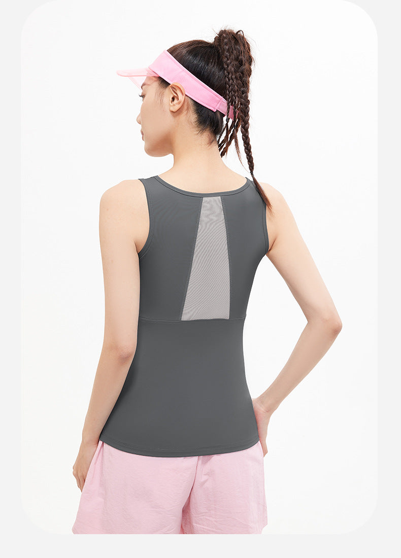 Summer Mesh Cutout Yoga Tank Top, Breathable Nude-Feel Backless Sports Vest, Slim Fit Athletic Top for Women