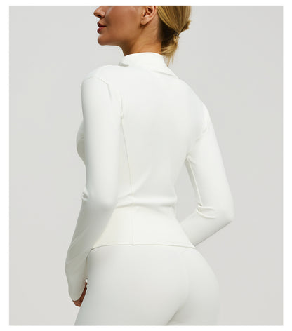 Women’s Zipper Yoga Jacket, Long Sleeve Sports Top for Running & Fitness Training
