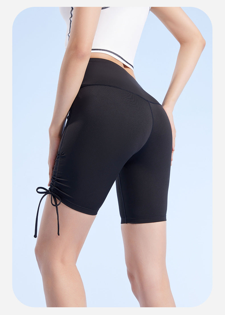 Summer New Naked Feel Yoga Shorts – Ruched High Waist Butt Lifting Knee-Length Fitness Pants