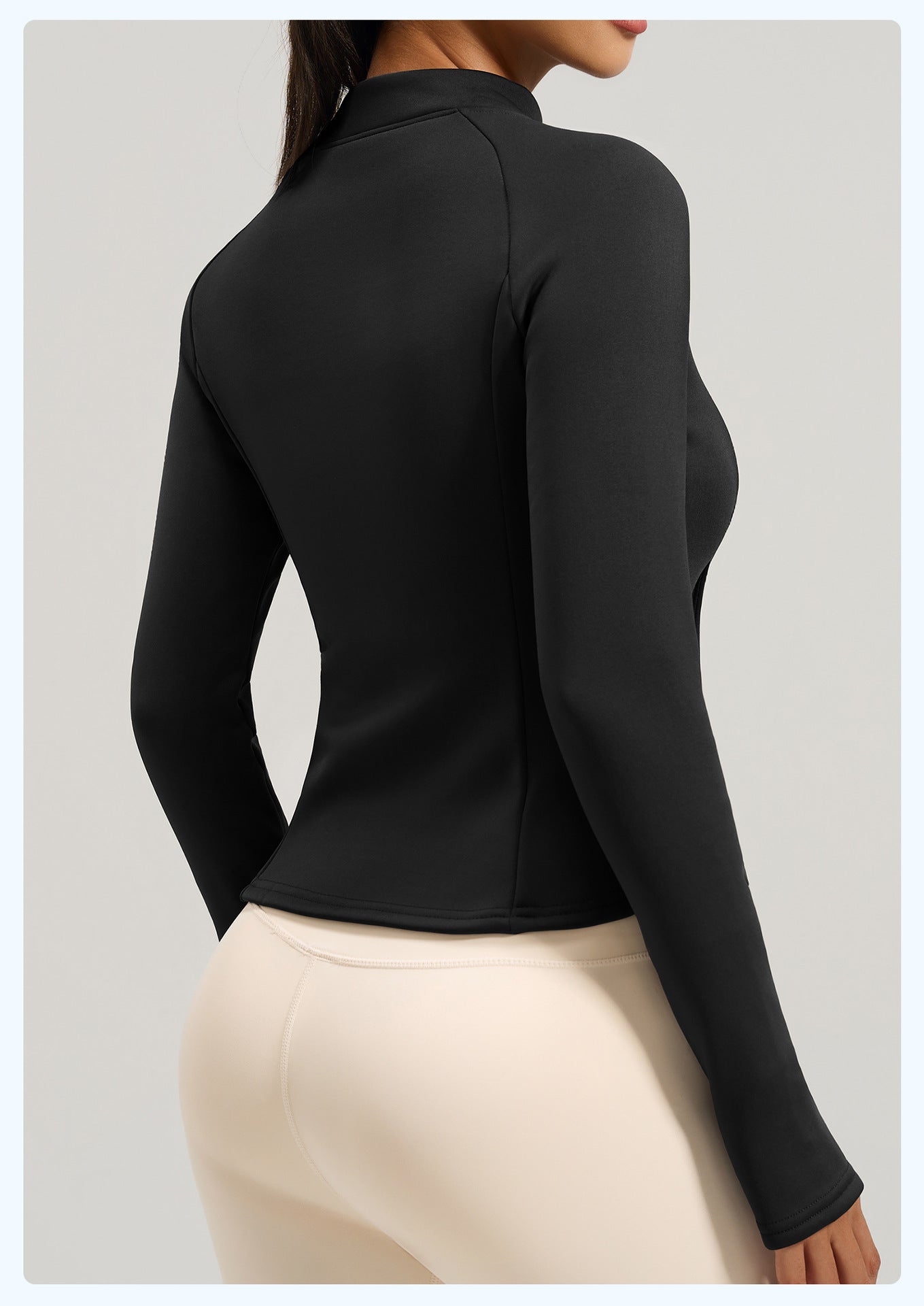 Peach Velvet Stand Collar Coat, Autumn Winter New Arrival, Fleece Lined Thickened Warm Yoga Jacket with Pockets