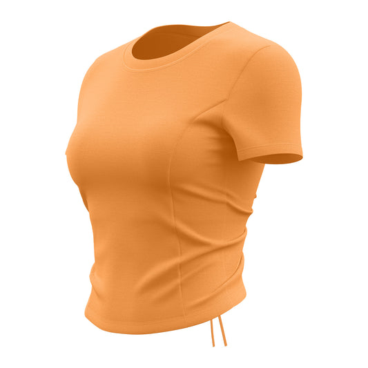 New Drawstring Ruched Yoga Crop Top for Women, Built-in Fixed Chest Pad, Slim Fit Beauty Back Sports Fitness Top
