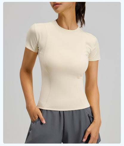 Women's Slim Fit Yoga Short Sleeve Top, Lightweight Stretch Sports T-Shirt, Breathable Activewear Ideal for Running, Gym Fitness and Daily Workout