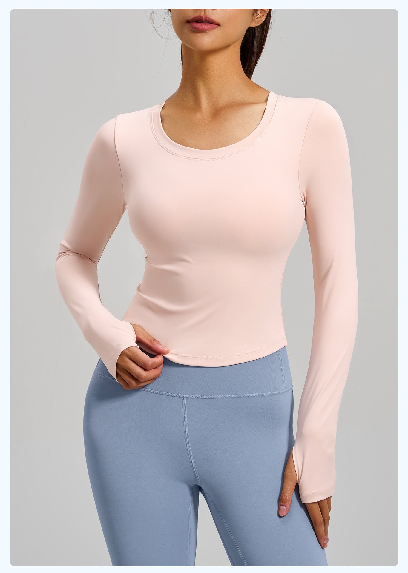 Women's New Long Sleeve Sports Top, Naked Feeling Slim Fit Running Shirt, Built-in Bra Yoga Workout Tee