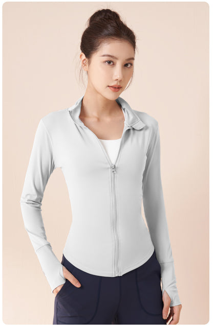 Women's High Stretch Sports Jacket, Fitness Cycling Yoga Coat, Running Workout Top
