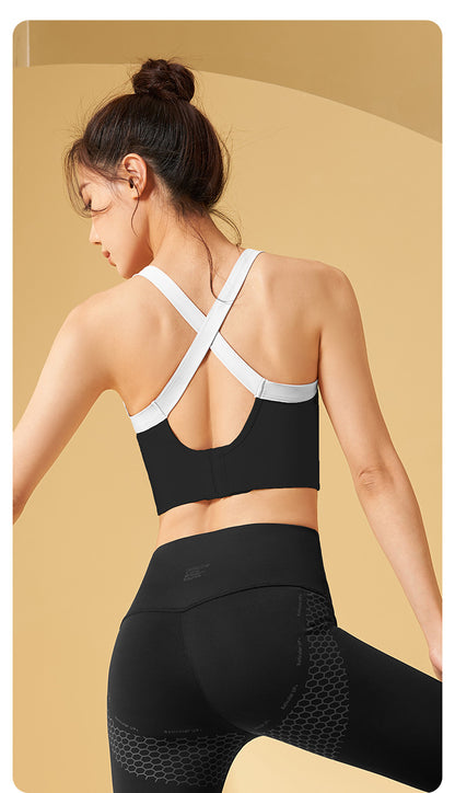 Women's One-Piece Beauty Back Yoga Sports Bra, High-Impact Shockproof with Fixed Chest Pad, Waist-Slimming & Bust-Enhancing Fitness Tank Top