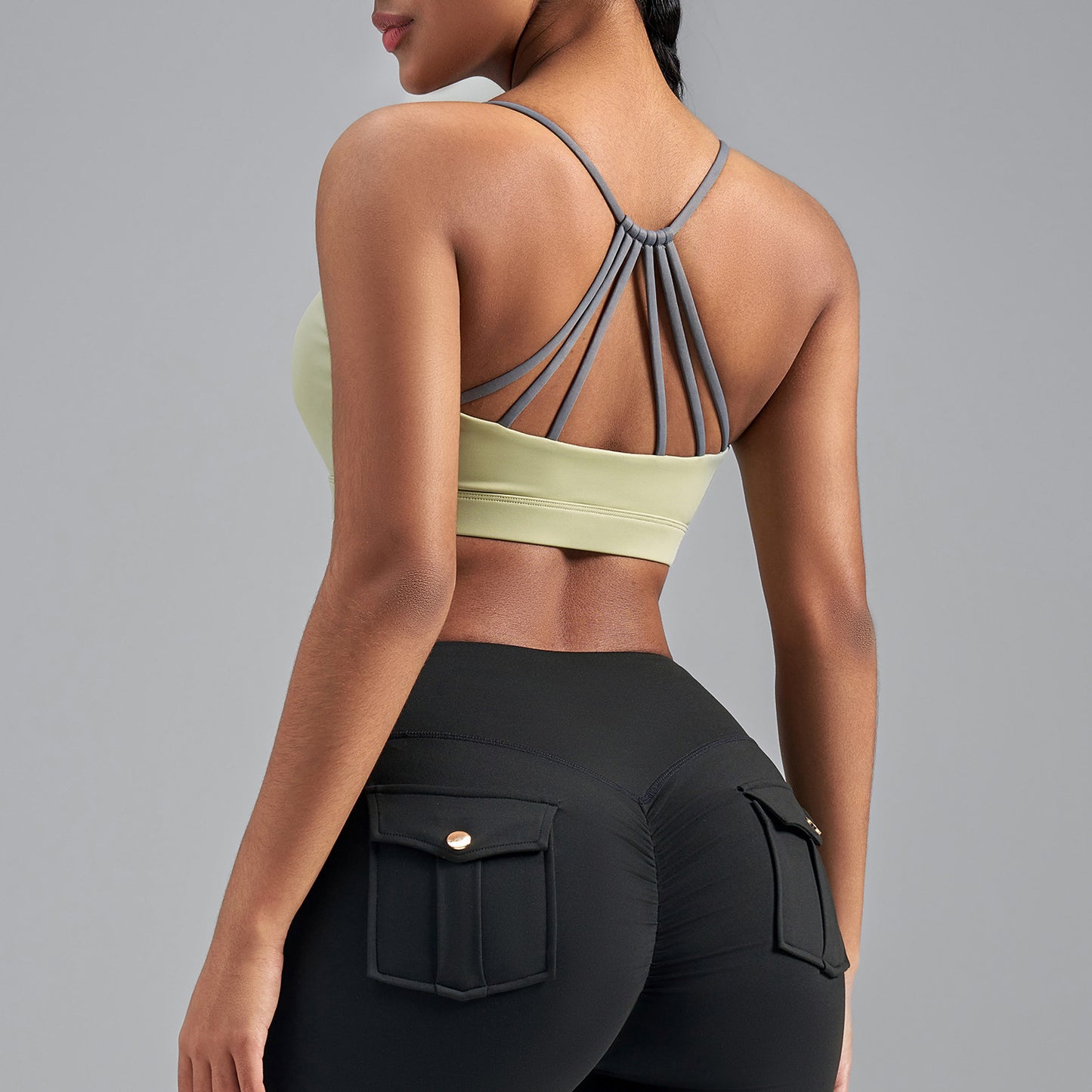 Women's Summer Color Block Sports Bra, High Impact Shockproof Push Up Beauty Back Yoga Workout Top for Running Fitness