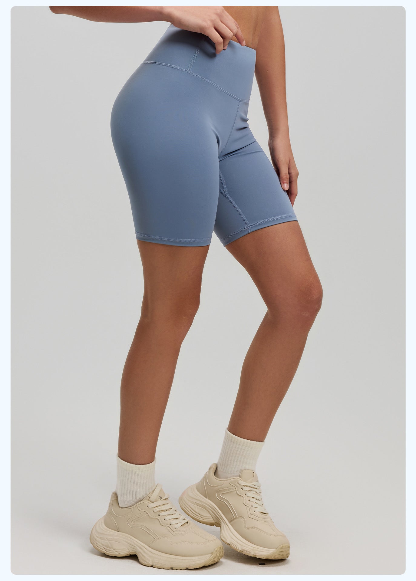 Women's High Waist Yoga Shorts, Butt Lifting Peach Hip 5-Pocket Length Workout Shorts, Stretch Tight Fitness Running Shorts