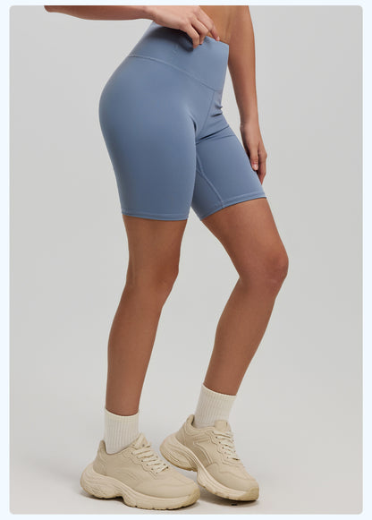 Women's High Waist Yoga Shorts, Butt Lifting Peach Hip 5-Pocket Length Workout Shorts, Stretch Tight Fitness Running Shorts