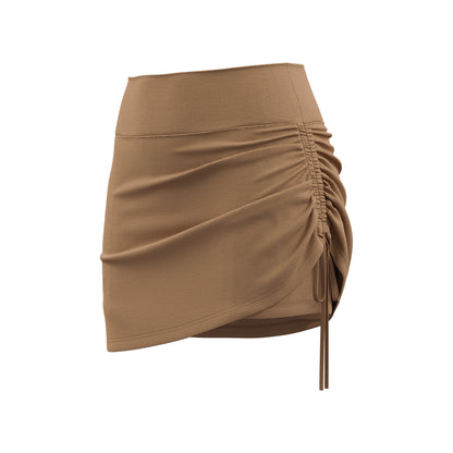 New Ruched Sports Skort Women, High Waist Anti-Exposure Running Shorts, 2-in-1 Short Yoga Skort