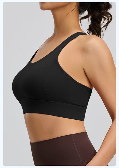 Hole-Sense Yoga Bra Breathable Back Buckle High-Support Shockproof Push-Up Sports Bra for Women