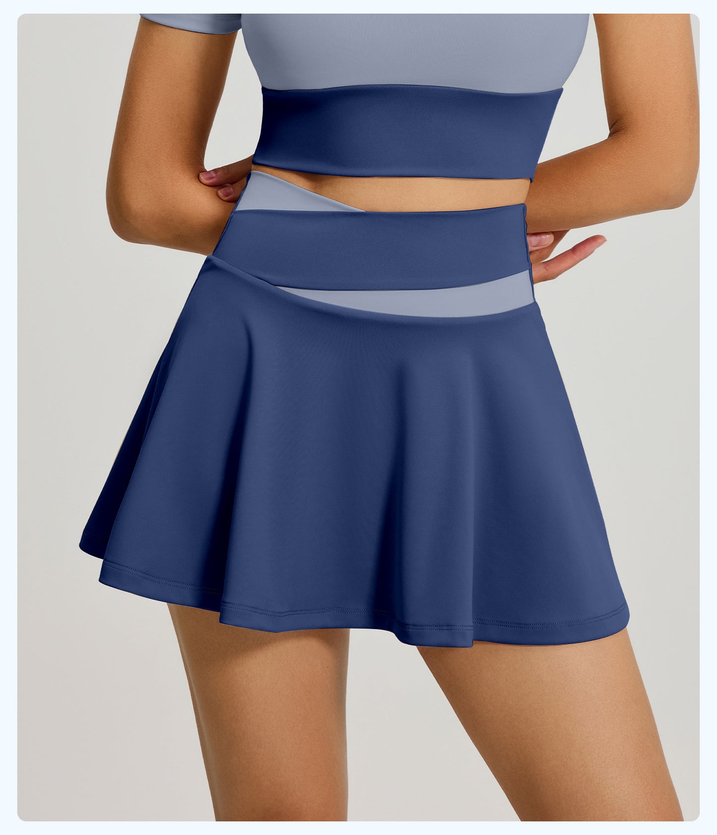 Women's Color Block Naked Feeling Sports Skirt, Anti-Exposure Two-in-One Running Fitness Yoga Skort