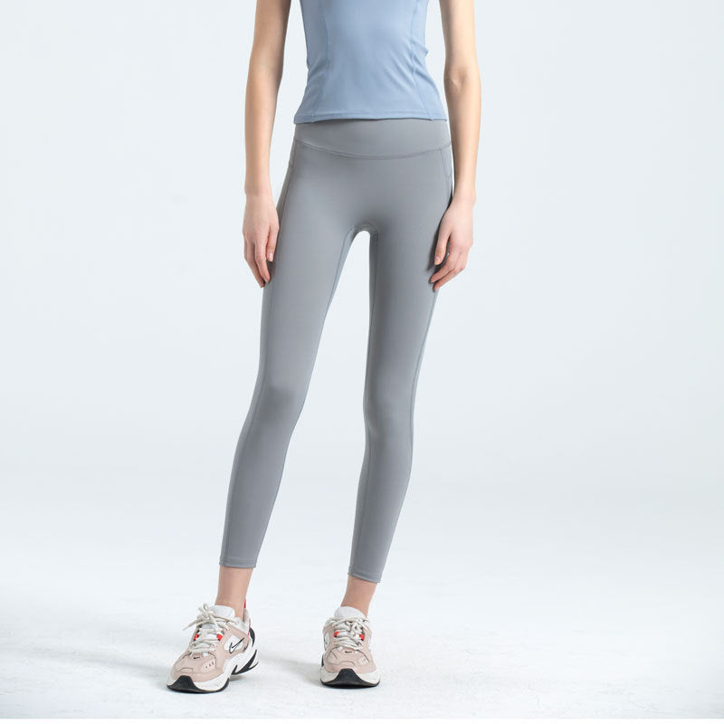 Women's No Front Rise Yoga Pants, High Waist Butt Lifting Workout Leggings, Peach Hip Nylon Naked Feeling Tights