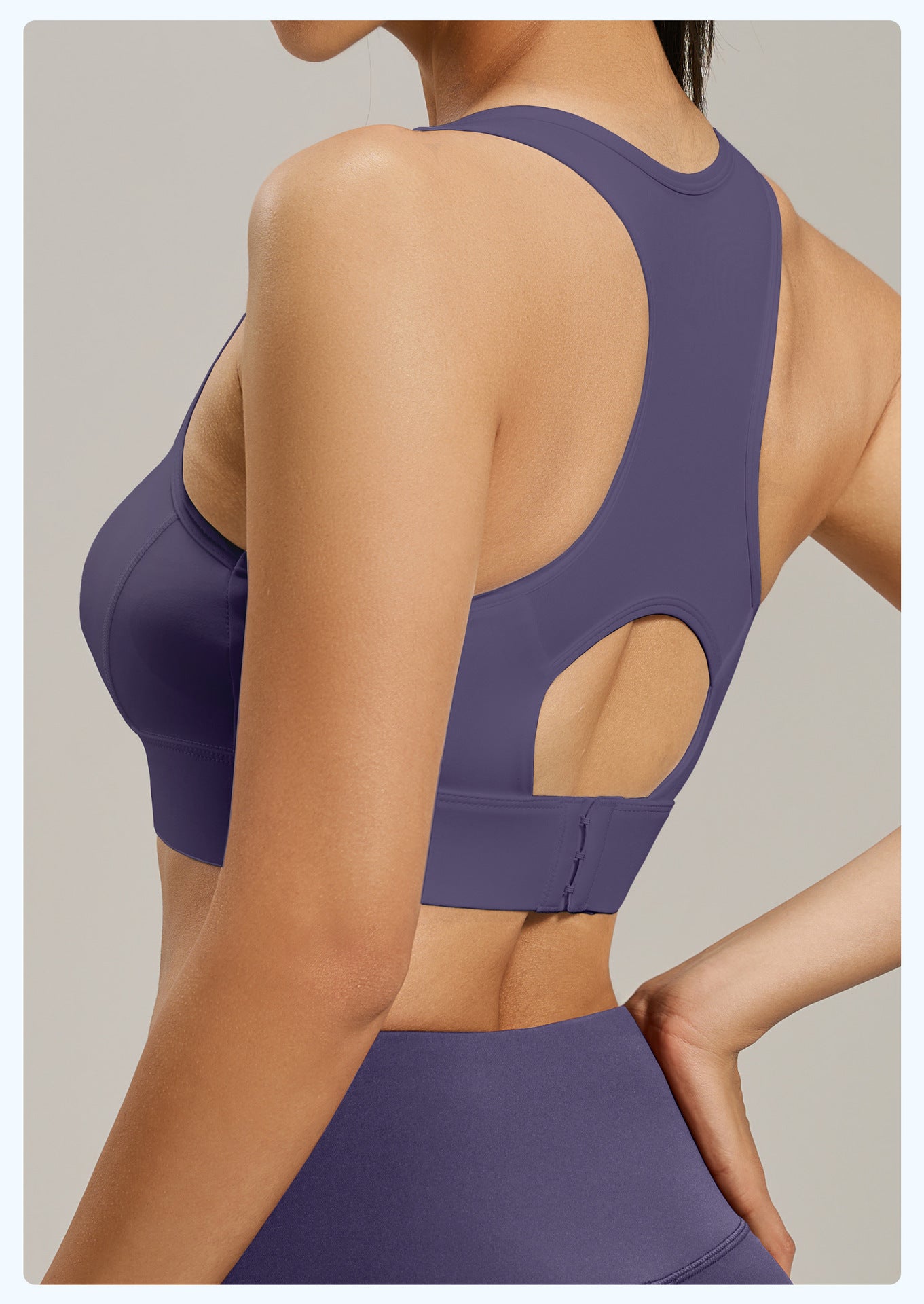 Women's Racer Back Sports Bra Adjustable Hook Closure High Support Shockproof Yoga Bra