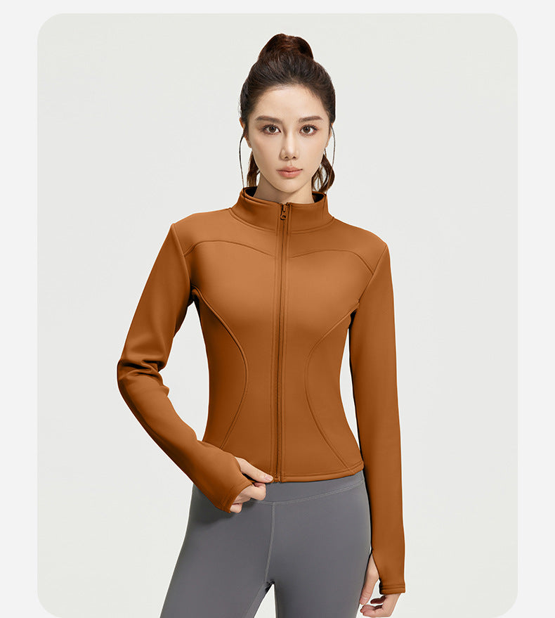 Women’s Winter Thermal Yoga Jacket – Thick Fleece Lined Slim Fit Sports Coat for Fitness, Running & Workout