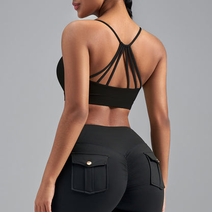 Women's Summer Color Block Sports Bra, High Impact Shockproof Push Up Beauty Back Yoga Workout Top for Running Fitness