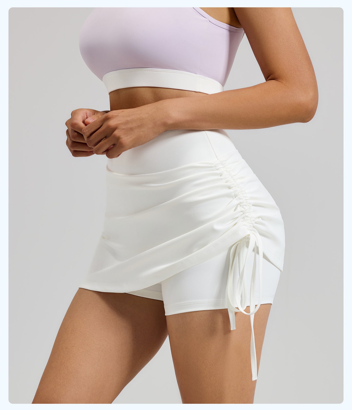 New Ruched Sports Skort Women, High Waist Anti-Exposure Running Shorts, 2-in-1 Short Yoga Skort